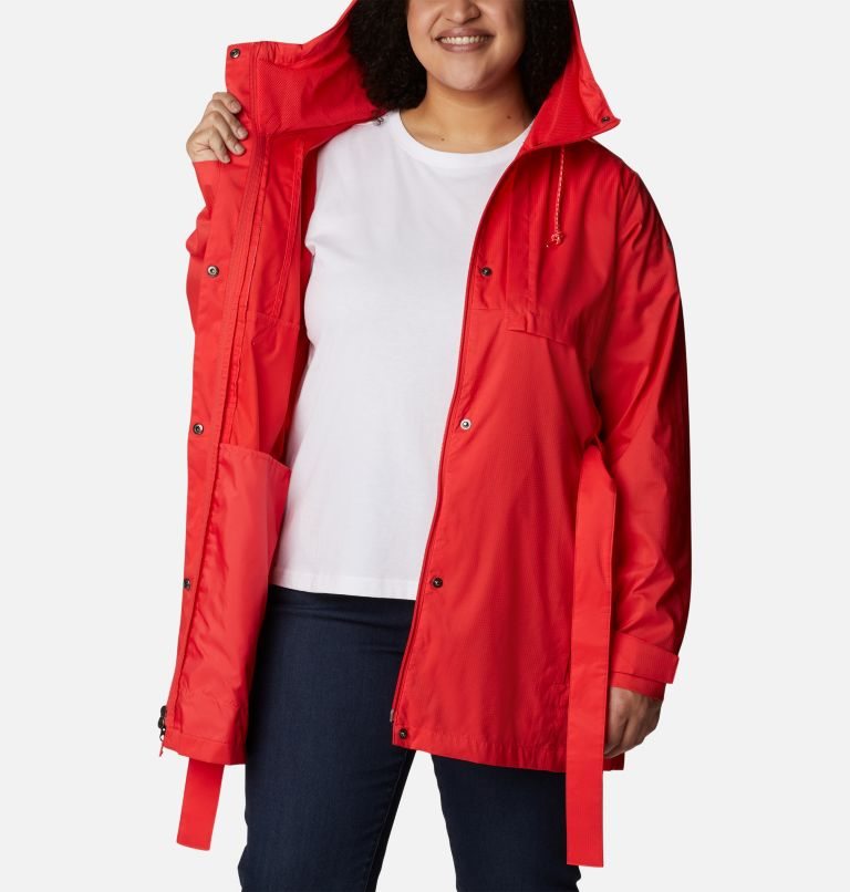 Women's Columbia Pardon My Trench Rain Jackets Red | Plus Size CA-YC8A4
